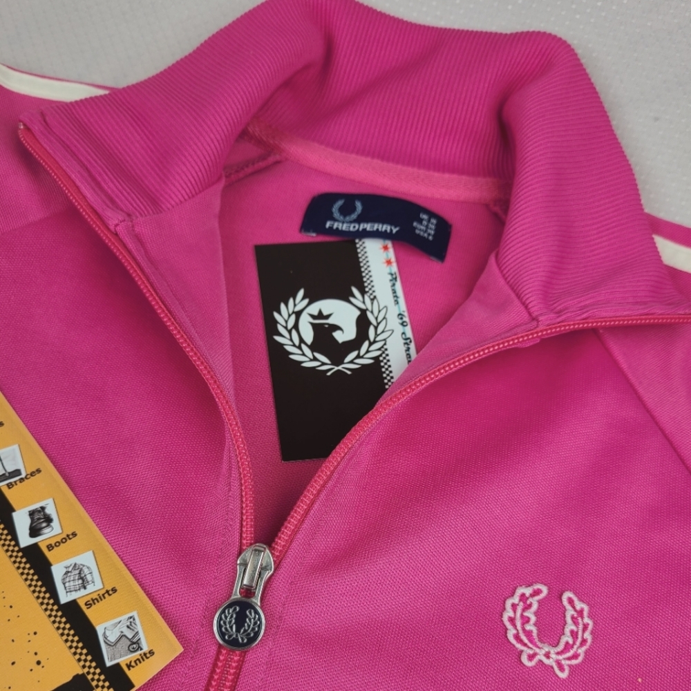 Retro Fred Perry Ladies Track Jacket Vintage Portugal Made Hot Pink Pirate69